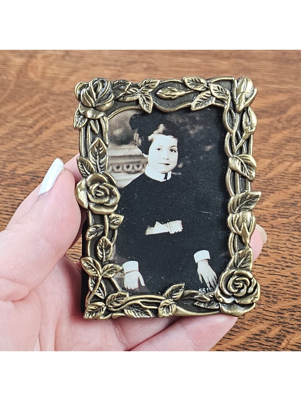 Vintage The Weston Gallery Mini Rose Picture Frame Gold Tone Floral 3.5”
